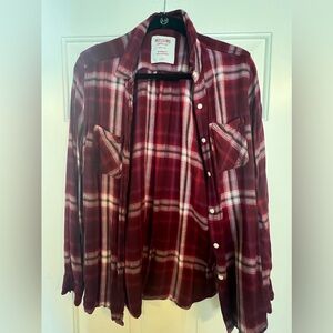 Maroon plaid lightweight flannel